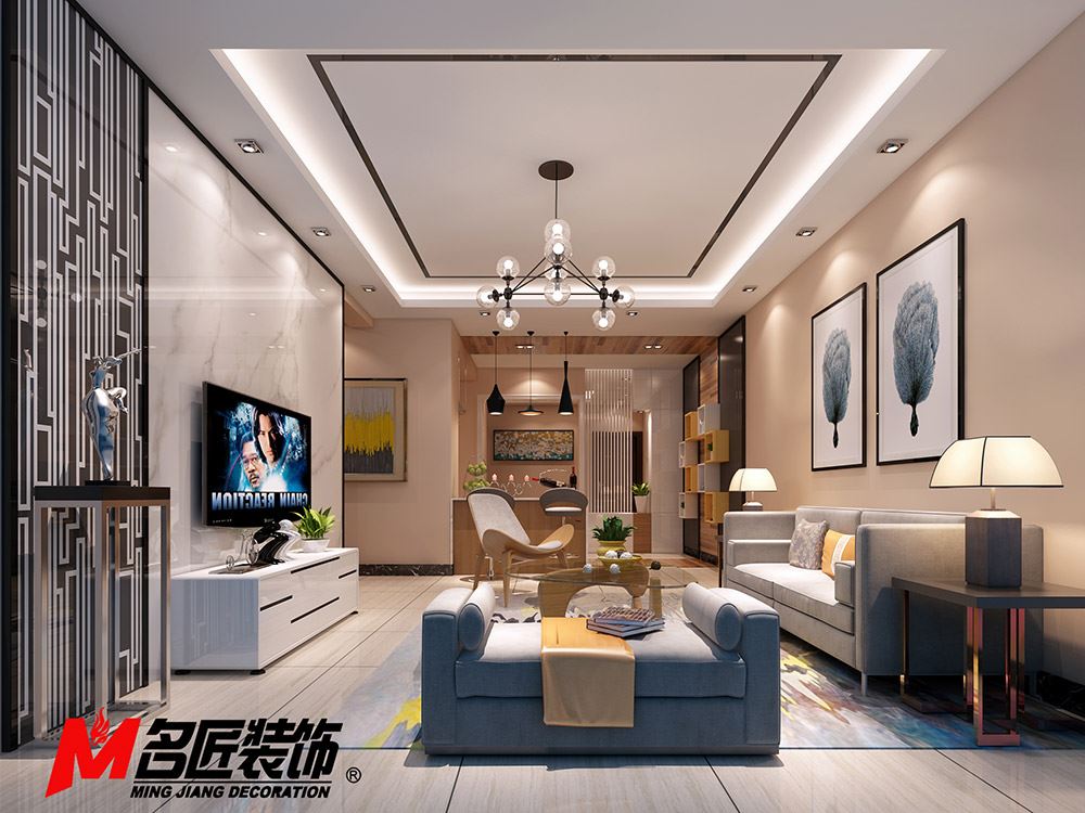 河源市東江灣江灣明珠現(xiàn)代簡約風格三居室裝修案例