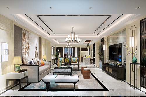 佛山市招商·悅府新中式風(fēng)格三居室裝修案例